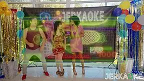 Just saw petite 18+ brunette Aria Lee riding a massive cock in Jerkaoke.