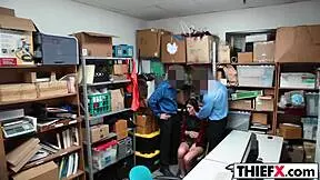 the teen burglar gets punished in the garage with a blowjob to earn freedom from the officer