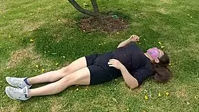 latina teen does exercises without underwear, hole in shorts shows everything