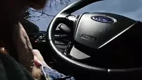 Cute Brunette Sucks Big Cock Deep In Car