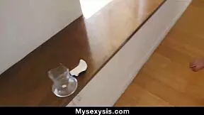 naughty step sis with tight shaved pussy and small tits gets nailed in pov