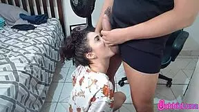 Latina novinha's facial and throat skills