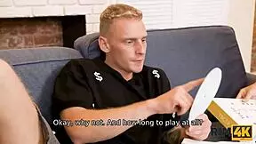 Rim4k Twister Game Ends with Guy's Ass Licked by Ginger GF