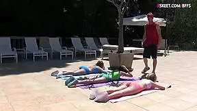 three 18-year-old bffs turn yoga class into hardcore outdoor pounding