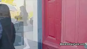 Boyfriend spends time with ebony teen while girlfriend is home