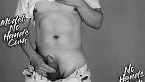 I watched this vintage sports guy masturbate his big fat cock to ejaculation without hands.