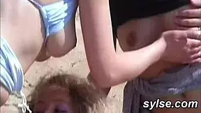 Lesbian teen 18+s and milfs in wild beach orgy