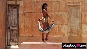 Glamorous Latina Katherinne Sofia strips and showers outdoors 😍