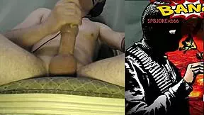 Young man enjoys intense handjob