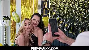 perv fam xx has teen step daughters liz jordan and jazmin luv in a threesome with brock cooper on new years