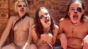 i'm watchin these three droolin topless sluts outside stickin tongues out for spit fetish
