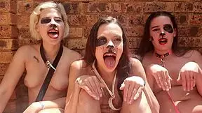 i'm watchin these three droolin topless sluts outside stickin tongues out for spit fetish