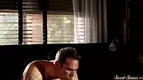 Busty stepdaughter takes control, RIDING COCK hard from behind. Her moves in this roleplay scene are pure glamour.