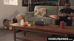 Stepdaughter's attention on dad's large penis