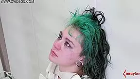 Humiliated teen in assylum endures brutal ass pumping by machine