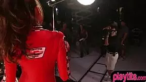 Newcomer photomodel chicks having a work session