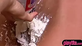 Newcomer photomodel chicks having a work session