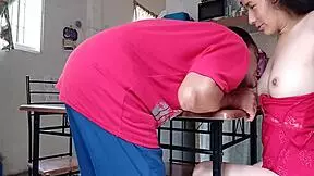 sexy latina pauses her homework to enjoy a relaxing massage