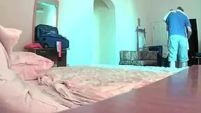 Blue-haired teen with huge natural tits