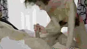 Young brunette devoured before sucking and banging huge cock