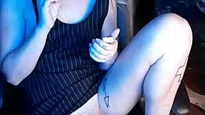 aunt relaxes while smoking and stretches her legs