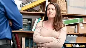 Why did this hot teen 18+ thief get punished and fucked next to her boyfriend?