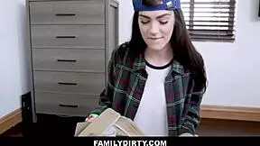 brunette stepsister piper june proves she's not lesbian to stepbrother?