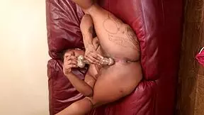 home alone ebony teen teases with solo play