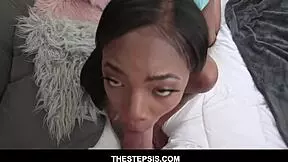 big thick ass ebony teen sarah banks sucking stepbro’s cock pov on bed.