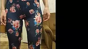 Big ass teen flaunts her sexy body in homemade leggings and naughty top