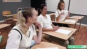 I, Katie Kush, and Lily Larimar, innocent students, solve this x with masturbation and riding