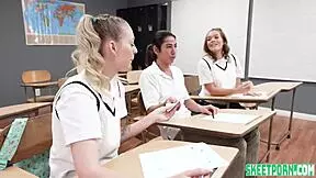 I, Katie Kush, and Lily Larimar, innocent students, solve this x with masturbation and riding