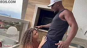 curly brazilian teen sucks hard cock till wet. she begs for more cum!