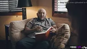 Desperate Maya gets banged by Nathan in a group scene, starting with a blowjob and face fucking, then doggystyle and cumshot.