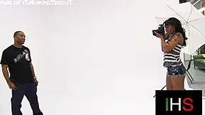 Fantastic sex between black couple with shaved pussy and cum