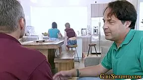 Slender stepdaughter gets her pussy licked and swallows cum in taboo oral session