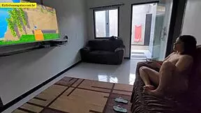 hot young girl on the couch with legs open, ready for hardcore fucking with big black cock