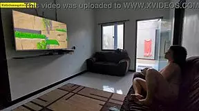 hot young girl on the couch with legs open, ready for hardcore fucking with big black cock