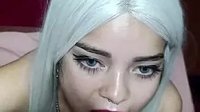 Blonde Teen 18+ Smearing Lipstick During Deep Intense Blowjob