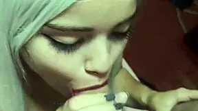 Blonde Teen 18+ Smearing Lipstick During Deep Intense Blowjob