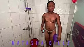 18yo ebony Natasha's sensual bath time