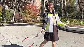 Rio's juicy blowjob and unauthorized creampie in tennis club