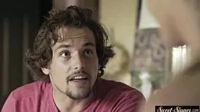 Stepsister's toes licked before passionate fucking