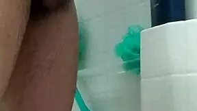 i'm washing my big brown dick, close up homemade solo