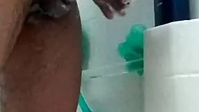 i'm washing my big brown dick, close up homemade solo