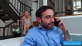 Blonde Teen Slut Athena Rayne Delivers Epic Blowjob on Sofa to Huge Cock.