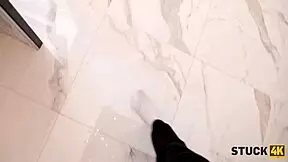 Guy engages in forbidden activity with Czech stepsister Jenny Wild in the kitchen