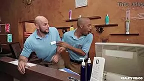 tag teamed at tanning salon?