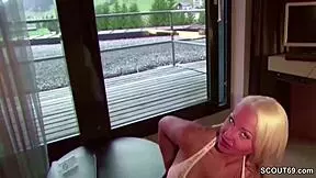 ex-girlfriend with mega tits rides cock, gets anal fucked and cumshot in german pov