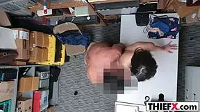 a teen burglar faces punishment in the garage after getting caught at work